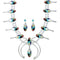 Authentic Sterling Silver Multicolor Inlay Squash Blossom Necklace Set RX94134
